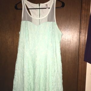 Lace Mint Green Strapless Dress
